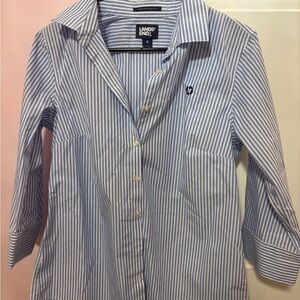 Lands' End Blue and White Striped Shirt